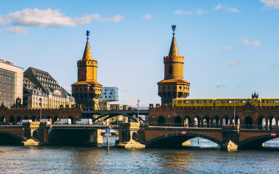 View from the river on Friedrichschain, Berlin